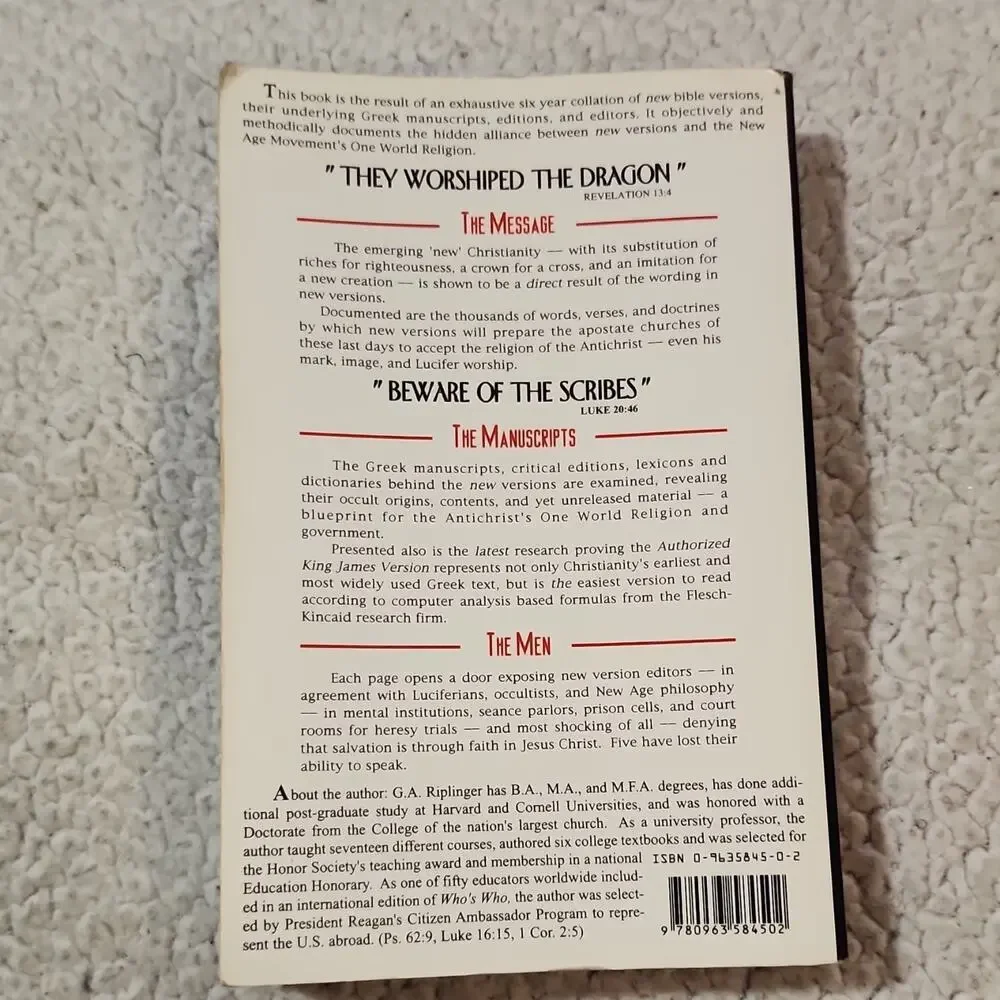 New Age Bible Versions by Gail A. Riplinger PB A.V. Publications Christianity
